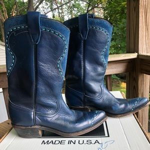 Vintage Wrangler blue leather cowboy boots SALE!